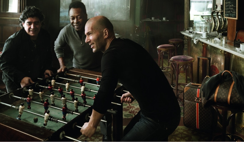 mid adult men, mature men, smiling, legend, standing, people, togetherness, happiness, men, Zinedine Zidane, adult, males, casual clothing, indoors, emotion