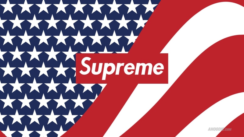 design, no people, blue, 1080P, patriotism, Supreme, flag, white color, striped, close-up, shape, pattern, Supreme (Brand), western script, backgrounds
