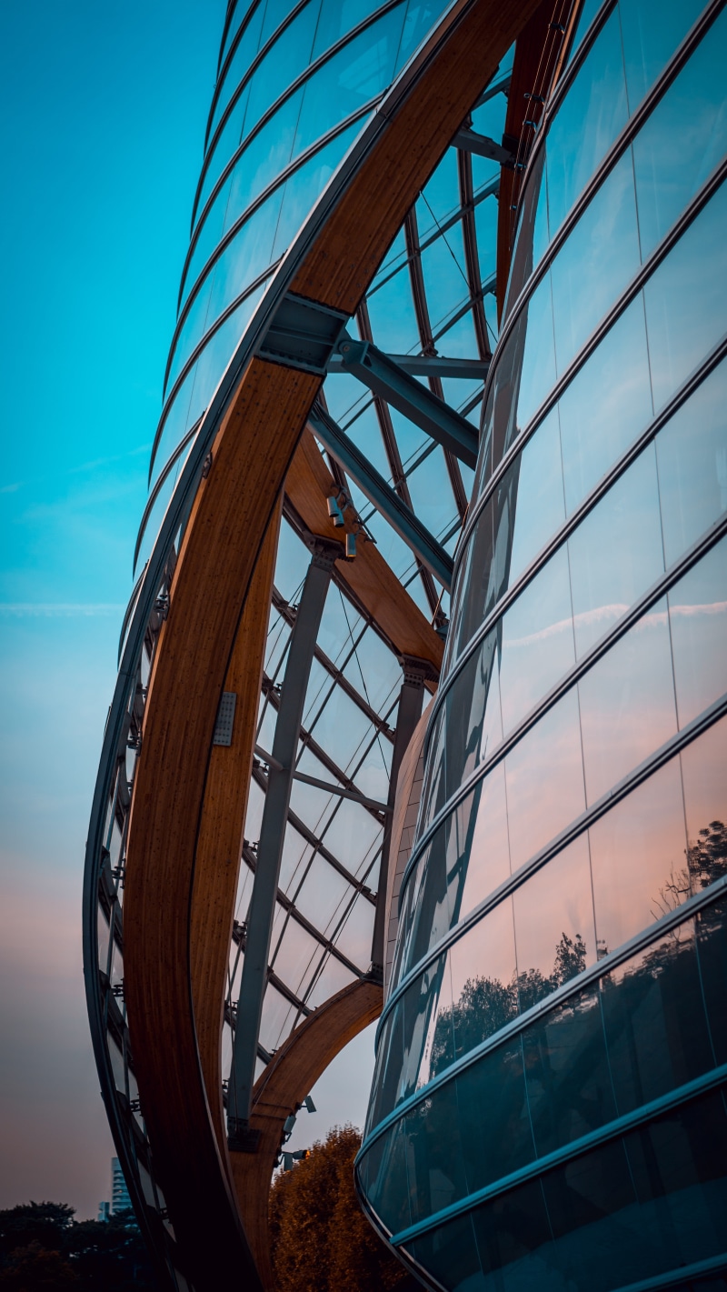 sunlight, glass - material, blue, sailboat, city, modern, low angle view, france, tourism, day, architecture, building exterior, 5K, travel destinations
