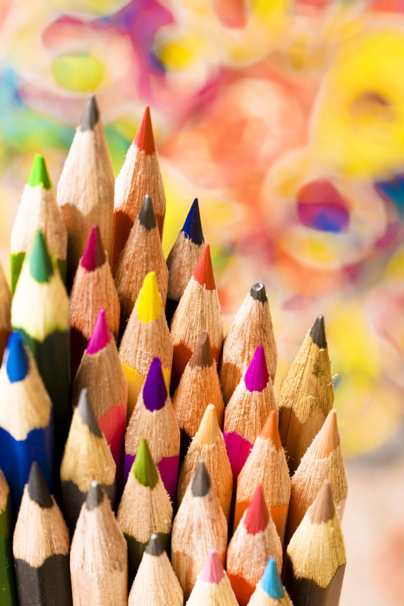 multi colored, close-up, choice, no people, variation, selective focus, art and craft, abundance, colored pencil, 4K, indoors, creativity, still life