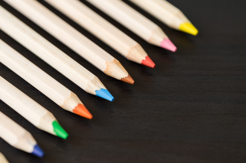 large group of objects, pencils, yellow, Colored Pencils, creativity, education, still life, close-up, kids, variation, order, writing instrument, Row