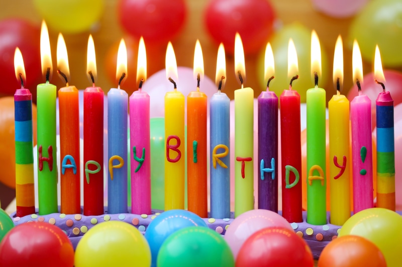 Happy Birthday, happiness, 5K, birthday candles, candle, flame, yellow, number, colors, indoors, balls, selective focus, candles, color, anniversary, food and drink
