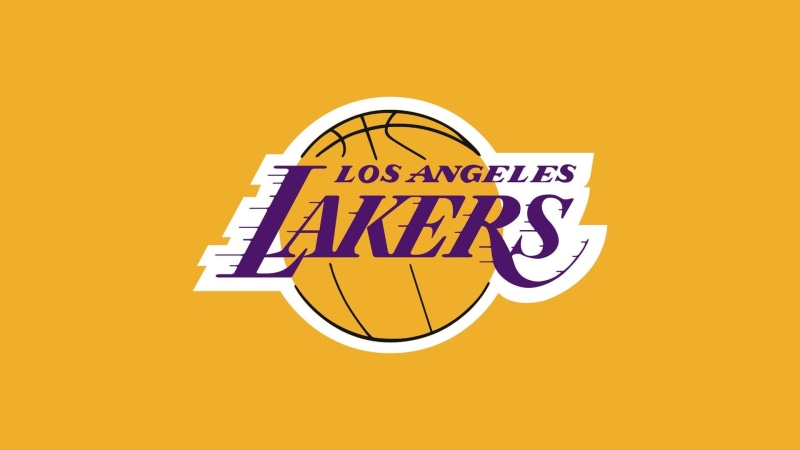 indoors, studio shot, western script, orange background, symbol, text, cut out, business, yellow, no people, sign, basketball, close-up, lakers, team, angeles