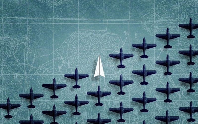 aircraft, large group of objects, lot, digital art, red, minimalism, indoors, shape, craft, nature, star shape, small, blue background, directly above