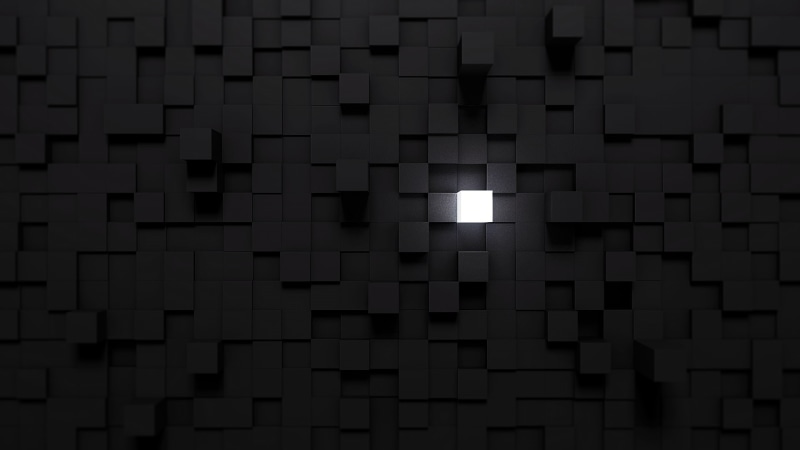 Blender, cube, lights, minimalism, 1080P, black, white