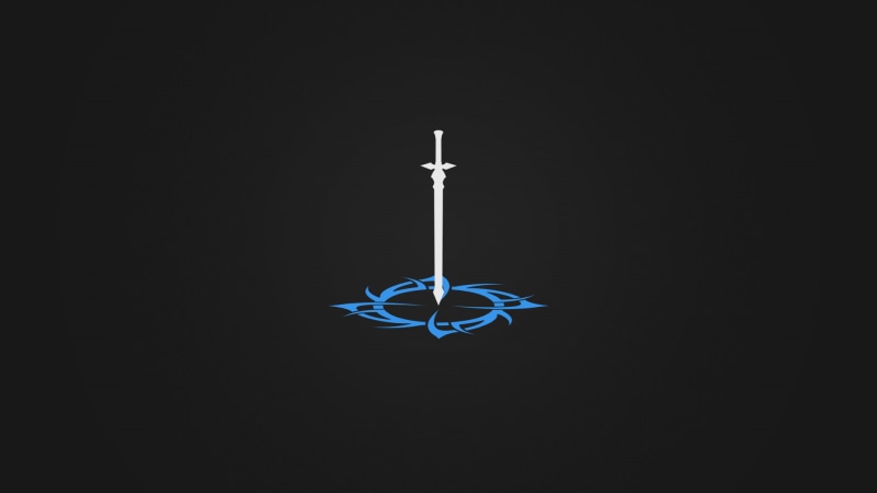 sword, black, 1080P, white, anime, minimalism