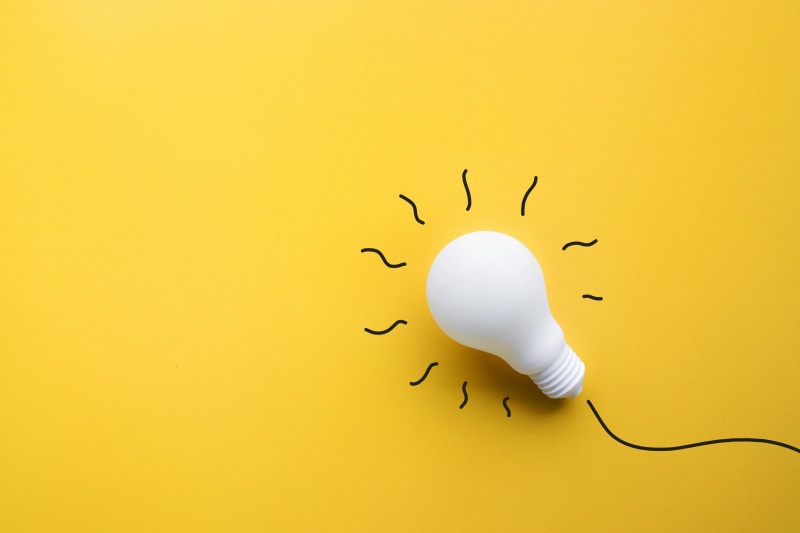 yellow background, 4K, yellow, lightbulb, technology, simple background