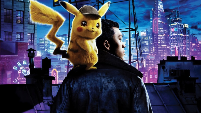 Pokémon, Neon, Psyduck (Pokémon), Pikachu, Pokémon Detective Pikachu, Actor, Snorlax (Pokémon), American, Building, Cap, Justice Smith, 5K