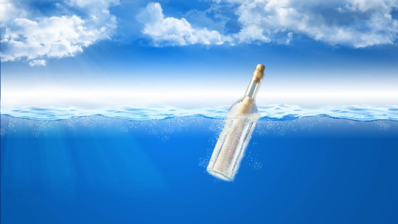 clouds, 3d and abstract, 1080P, ocean, floating, letter, bottle, blue, message