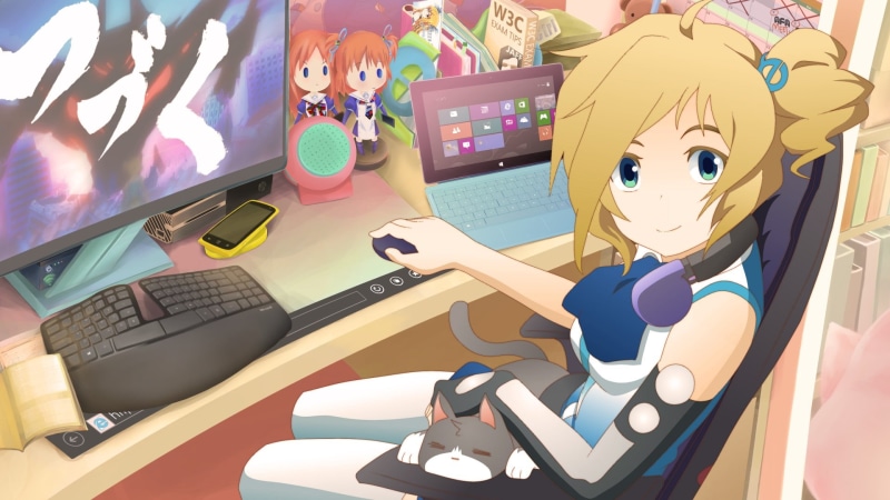 high angle view, toy, female, wireless technology, keyboards, 1080P, cat, creativity, connection, character, animals, no people, technology, communication