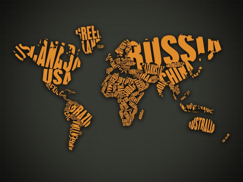 World Map, orange, d, world, typography, Abstract, text, hd, map, cg, 1080P, cgi, art