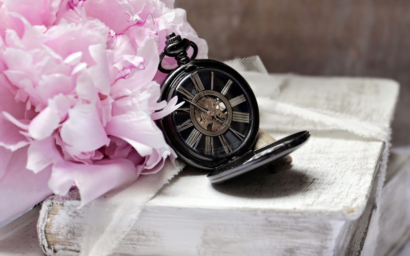 discoloration, transience, stories, wealth, close-up, antique, antiquarian, tender, skeleton, beside, postcard, literature, linen ribbon, watch, shabby style