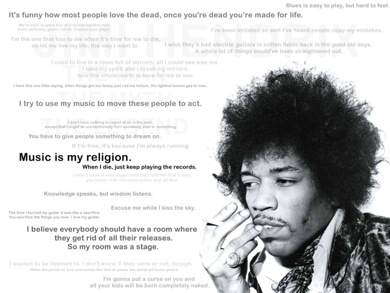 real people, men, quote, Afro, hendrix, text, front view, young adult, indoors, communication, casual clothing, curly hair, teenager, singer, looking, portrait