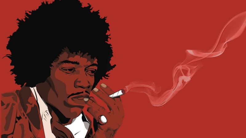 headshot, drugs, smoking issues, communication, creativity, portrait, Jimi Hendrix, one person, smoke - physical structure, studio shot, cigarette, young adult