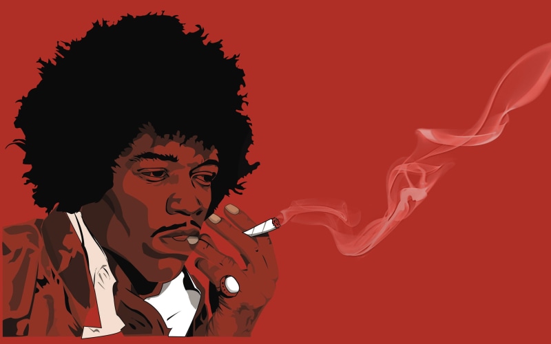 jimi, smoking, digital/artwork, hendrix, marijuana, 2K, face, hd