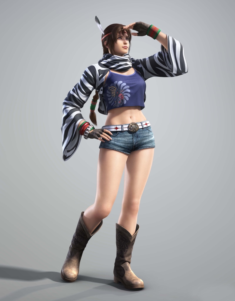 chang, women, gray background, full length, hand, 4K, young women, clothing, beautiful woman, human body part, shorts, Julia Chang, body part, Tekken