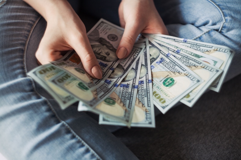 selective focus, real people, banknotes, unrecognizable person, us, paper currency, indoors, human finger, midsection, count, exchange, payment, holding