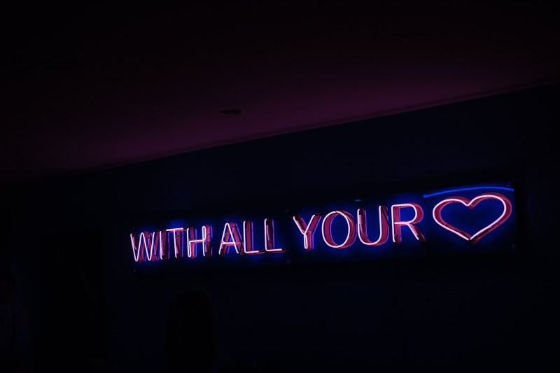 entertainment, heart, illuminated, low angle view, no People, night, neon Color, lighting Equipment, architecture, sign, text, light, wall, number, western script