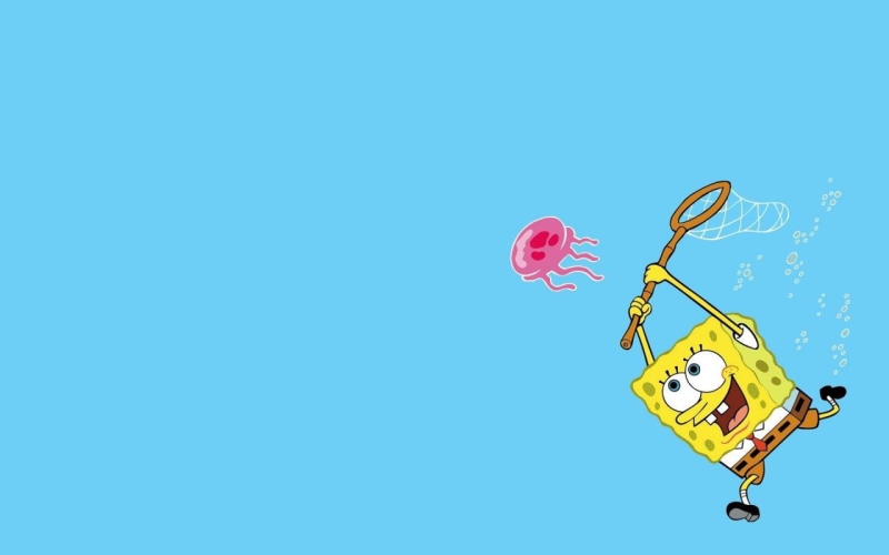 background, blue background, blue, playing, lovely, cartoons, cute, 720P, spongebob