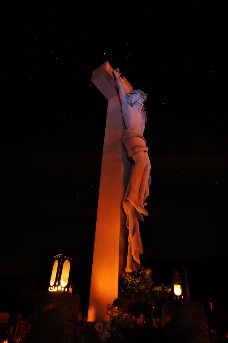 orthodox, spiritual, belief, lord, travel destinations, crucifixion, Jesus, illuminated, plant, devotion, religion, night, spirit, full length, christian