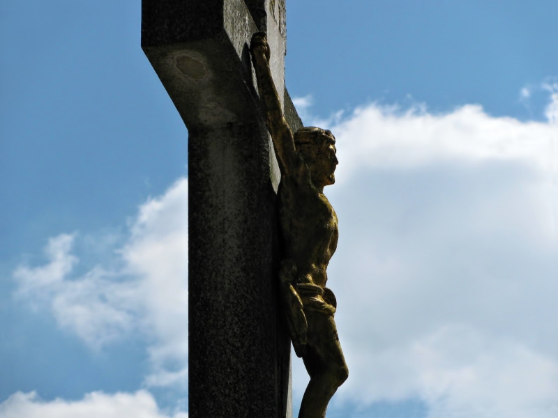 saviour, crucifix, religion, inri, craft, cloud - sky, catholicism, tranquility, sculpture, hope, male likeness, human representation, prayer, christianity