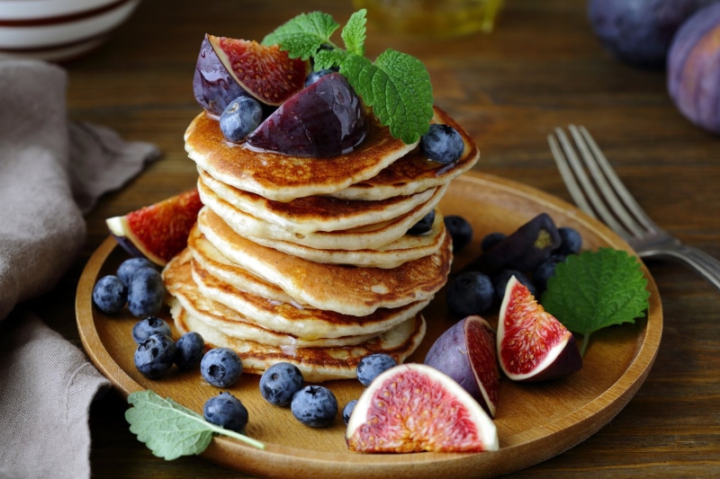 Fruit, Food, Pancake, Blueberry, Breakfast, 1080P, Plum