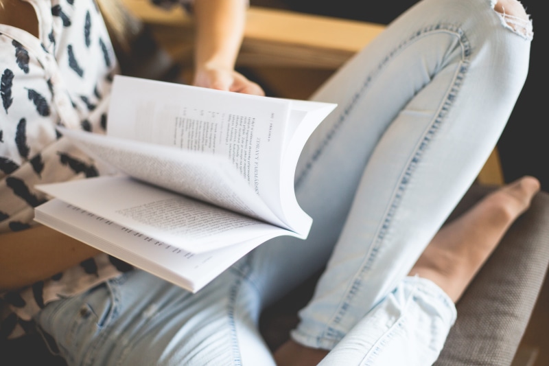 occupation, high angle view, indoors, relax, holding, females, one Person, books, women, woman, girl, document, sitting, education, caucasian Ethnicity