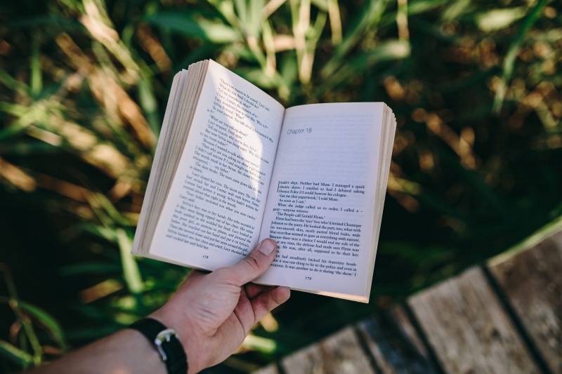 wood - material, literature, nature, relaxing, leisure activity, boy reading book, people, focus on foreground, time, reading, spirituality, praying, magic hour