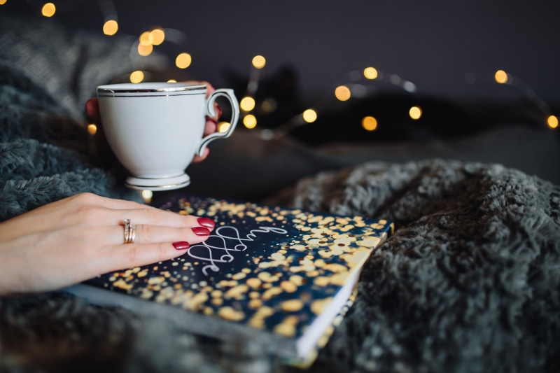 mug, food and drink, comfortable, Hygge, women, nail, one Person, reading, drinking, fairy lights, finger, adult, real people, selective focus, at home