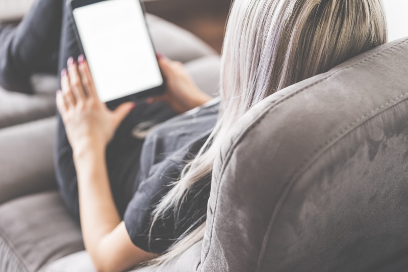 using computer, home Interior, room for text, domestic Life, activity, eBooks, young, communication, tablet, people, internet, lifestyles, living Room