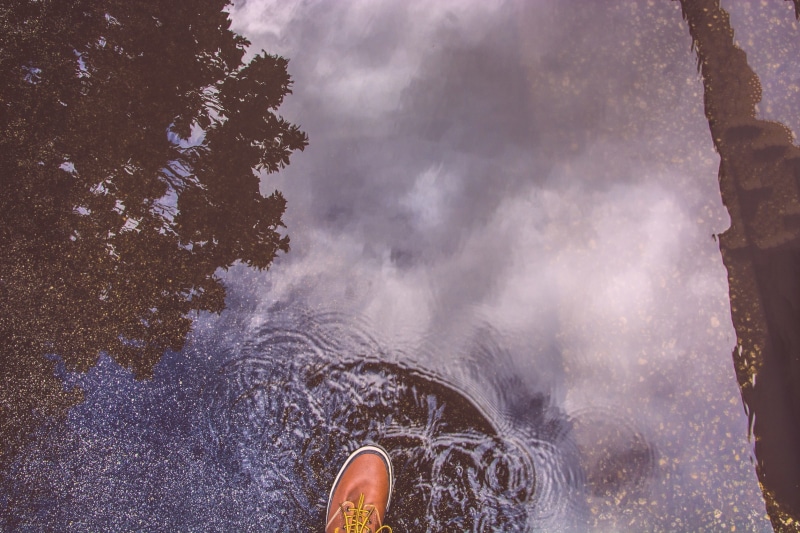 brown, reflection, human leg, outdoors, human limb, waves, one person, human foot, day, boots, leather, body part, stepping, real people, water, personal perspective