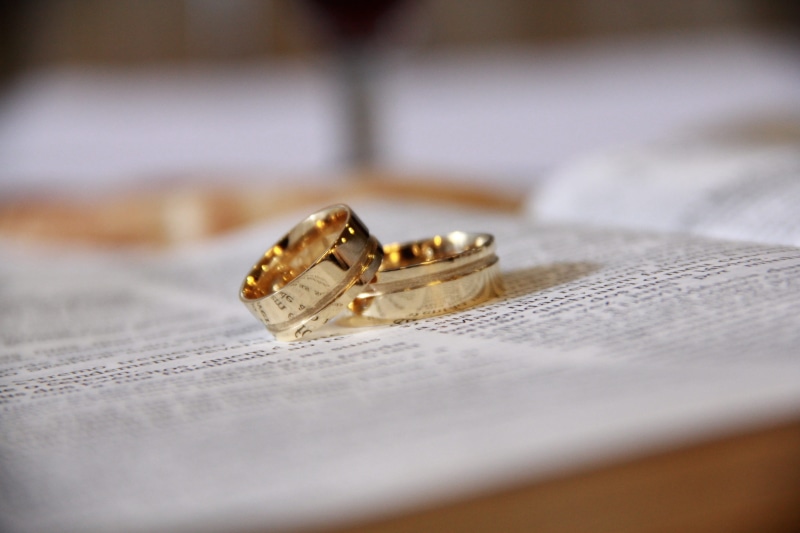two, two objects, jewelry, love, paper, focus, band, rings, ring, event, shot, indoors, engagement, celebration, selective focus, engagement ring, gold