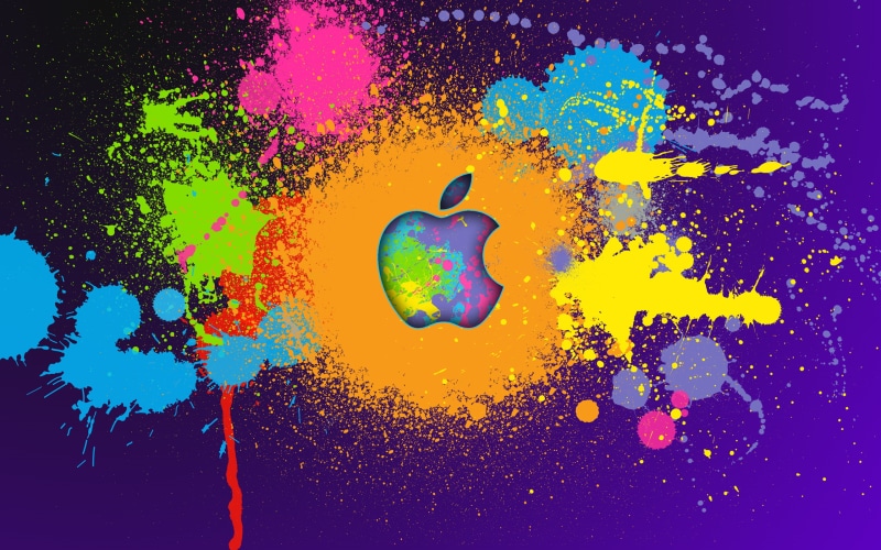 multi colored, no people, vibrant color, yellow, close-up, splashing, blue background, blue, ipad, paint, chaos, water, indoors, abstract, computers, drop