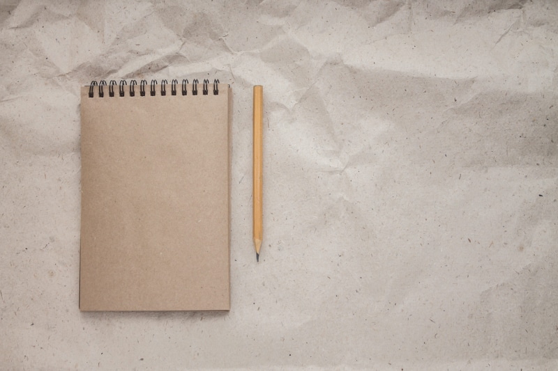 the note, beside, write, stationery, no people, copy space, 4K, record, close-up, blank, open notebook, beige, table, blank page, high angle view, directly above