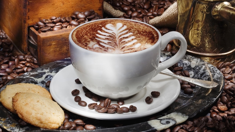 freshness, closeup, break, plate, cream, close-up, indoors, table, spoon, temptation, liquid, coffee cup, crockery, frothy drink, non-alcoholic beverage