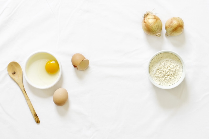 indoors, no People, preparation, food And Drink, Ready, high angle view, ingredient, white, food, baking, egg, egg Yolk, 4K, onion, choice, close-up, kitchen utensil