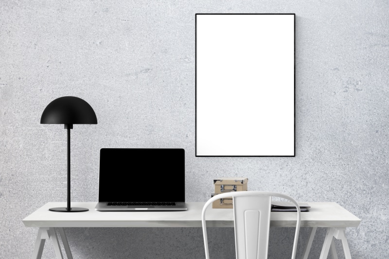 seat, communication, 5K, blank, wall, macbook, modern, indoors, wireless technology, still life, empty, chair, white, mock, copy space, pro, business