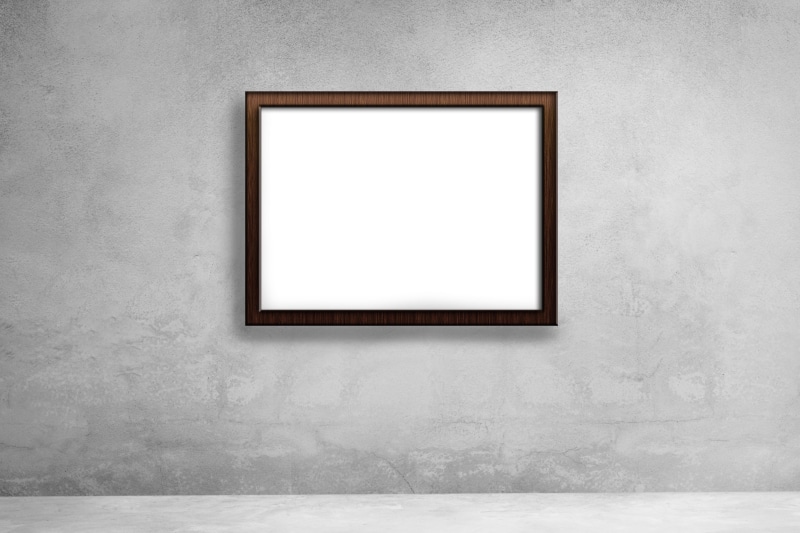 empty frame, blank, concrete, picture frame, copy space, single object, poster mockup, creativity, wall - building feature, backgrounds, mockup, architecture
