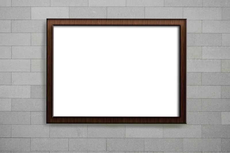 shape, blank, empty frame, black color, white color, wall - building feature, poster mockup, cut out, poster, marketing, brick wall, frame, mockup, close-up