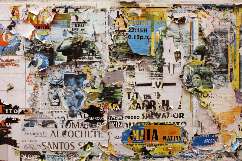 texture, day, art and craft, text, built structure, assorted, torn, creativity, newspaper, scattered, communication, decor, multi colored, magazines, old