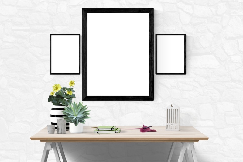 technology, empty, flower, table, template, copy space, frame, vase, wall - building feature, blank, no people, seat, mockup, mock, indoors, plant, d, space