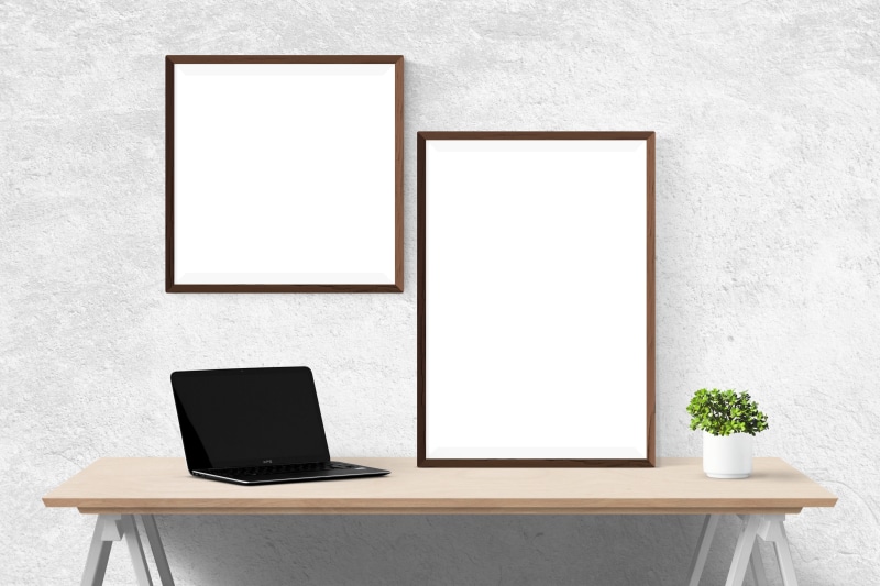 white color, stock, frames, two, black, empty, business, photo, connection, no people, technology, template, interior, indoors, desk, poster, wall, copy space