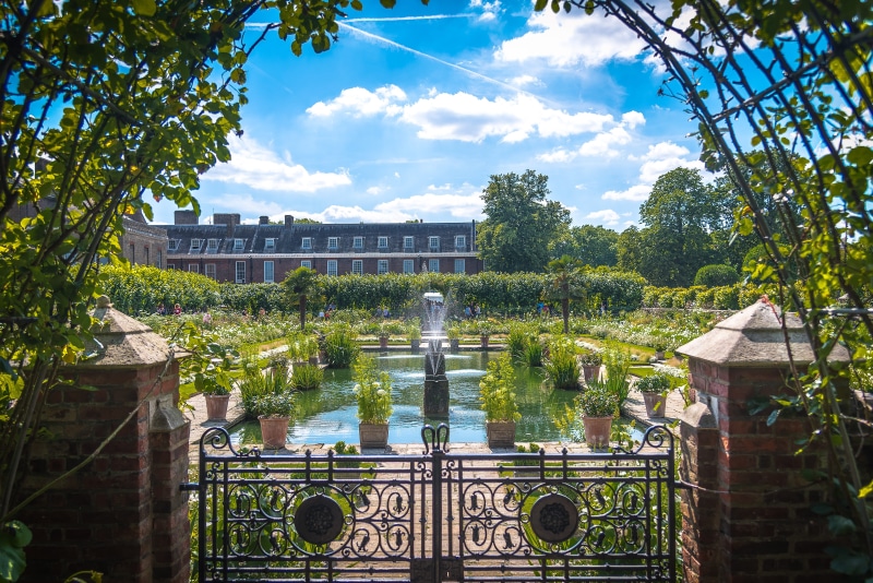 gardens, tree, kensington gardens, nature, pond, day, beauty, plants, cloud - sky, the past, built structure, growth, water, residential district, no people