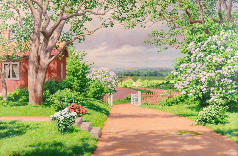 track, tree, blossom, beauty In Nature, scenics, painting, landscaped, green Color, flower Head, ornamental Garden, architecture, tranquil scene, footpath