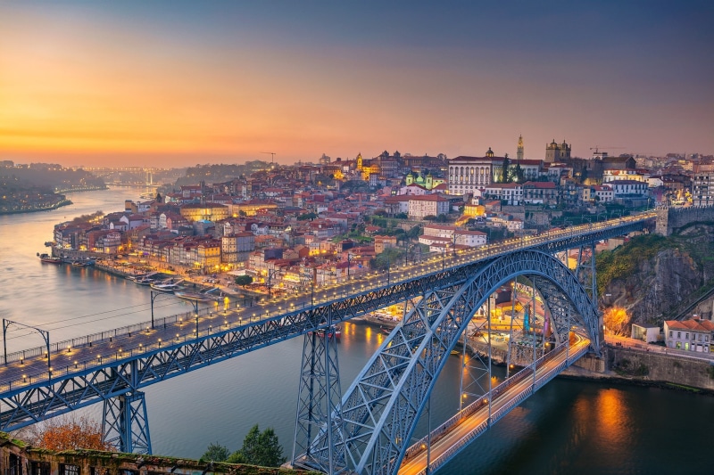 Port, Portugal, Vila Nova de Gaia, Dom Luís I Bridge, bridge, 1080P, Porto, panorama, river, the river Duero, Ponte de don Luis I, Douro River, dawn