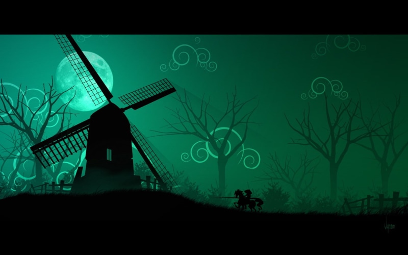 windmill, digital art, Don Quijote, 720P