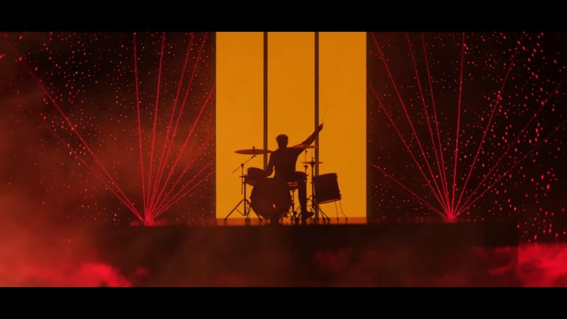 real people, Imagine Dragons, transfer print, illuminated, night, There Is a Hell, multi colored, light, black, silhouette, snow, nightlife, holding, performance