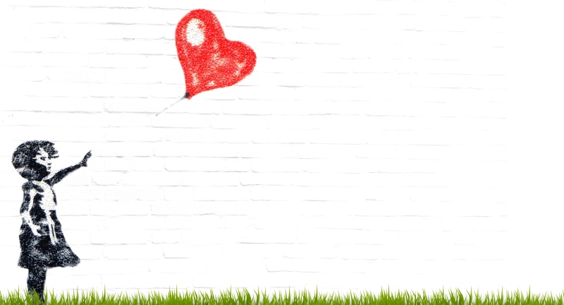 positive emotion, architecture, white wall, innocent, mural, sad, emotion, wall, no people, longing, day, love, art and craft, red, bye, heart, girl, give up