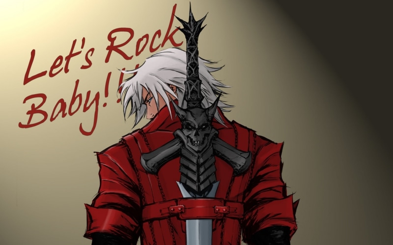 human representation, Ebony andamp; Ivory, wall, studio shot, Lets rock, men, half-demon, front view, fanart, representation, spooky, red, 1080P, DMC 1