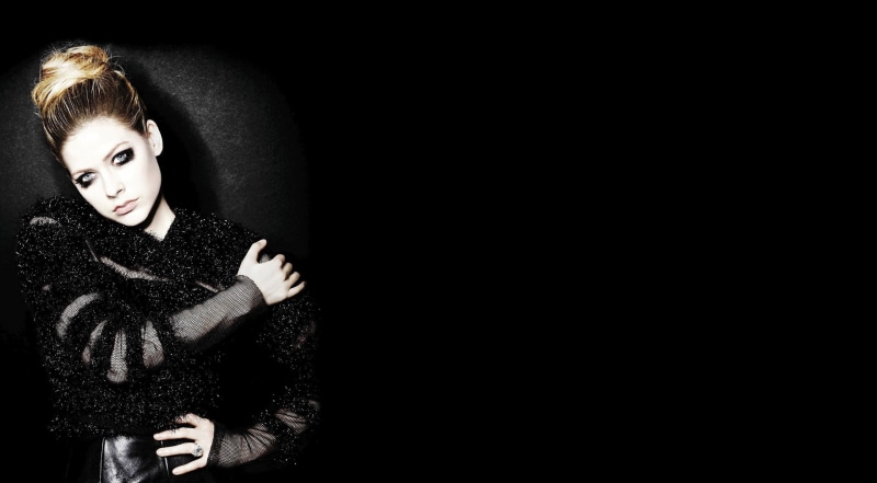 go, one person, Music, portrait, 2013, hairstyle, waist up, lavigne, black background, beauty, 2K, warm clothing, avril, front view, beautiful woman, hair